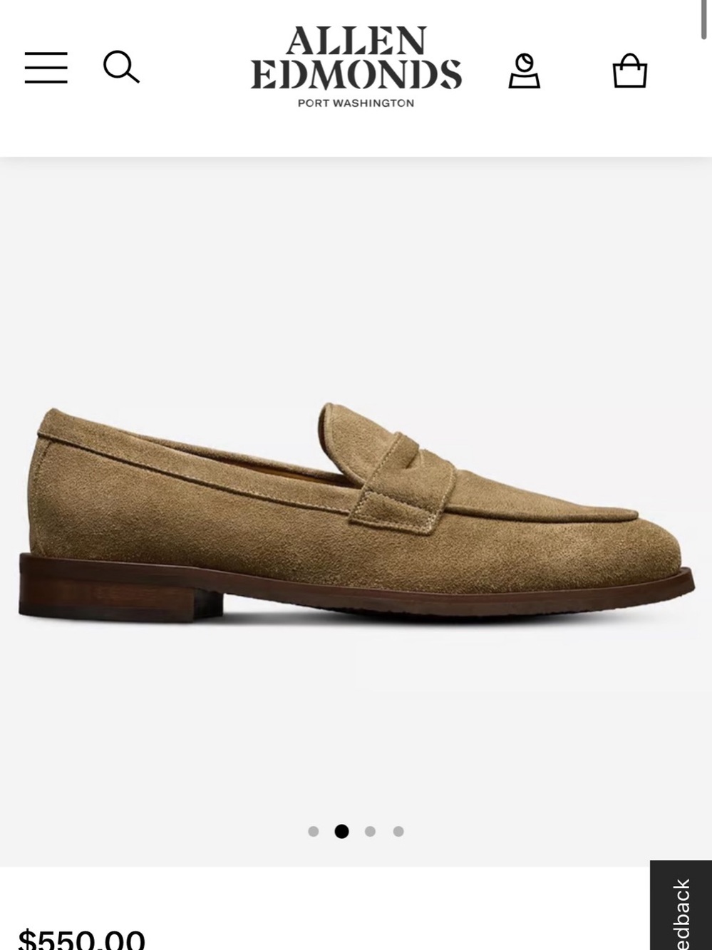 Allen Edmonds Addison Suede Loafers with Dainite Rubber Soles
